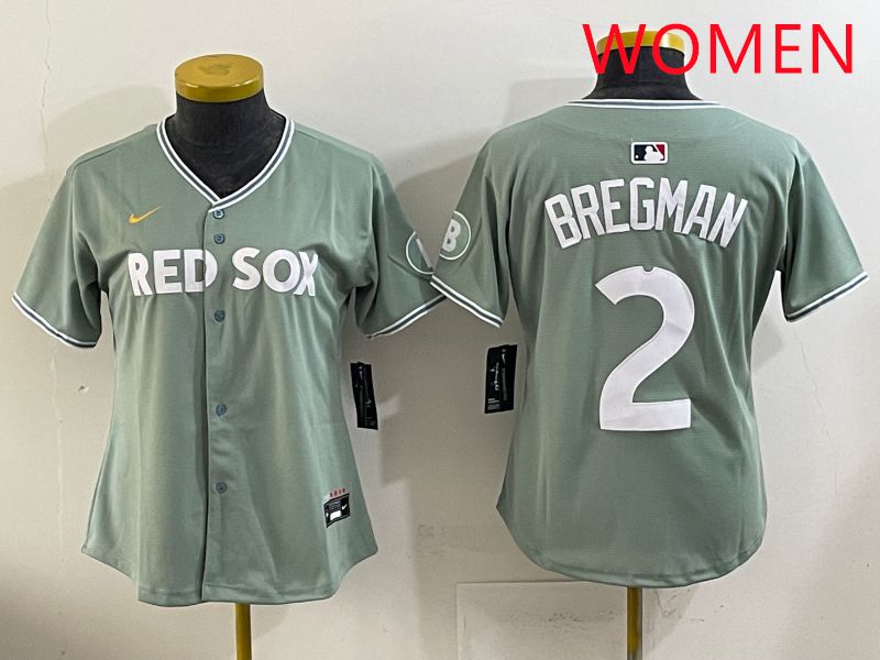 Women 2025 Boston Red Sox 2 Bregman Green Joint Name Nike MLB Jersey style 1